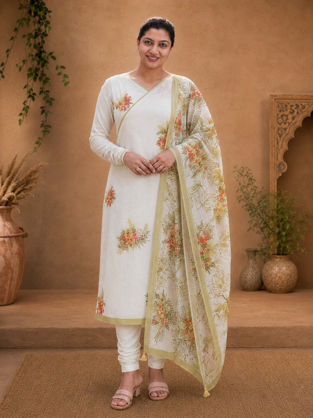 Floral Printed Pure Linen Salwar Set | HE144