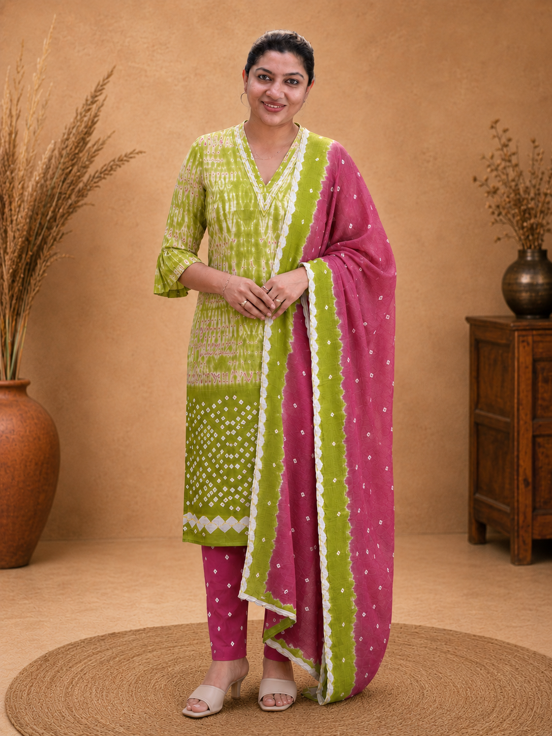Shibori Tie and Dye Patterned Cotton Salwar Set | JT189