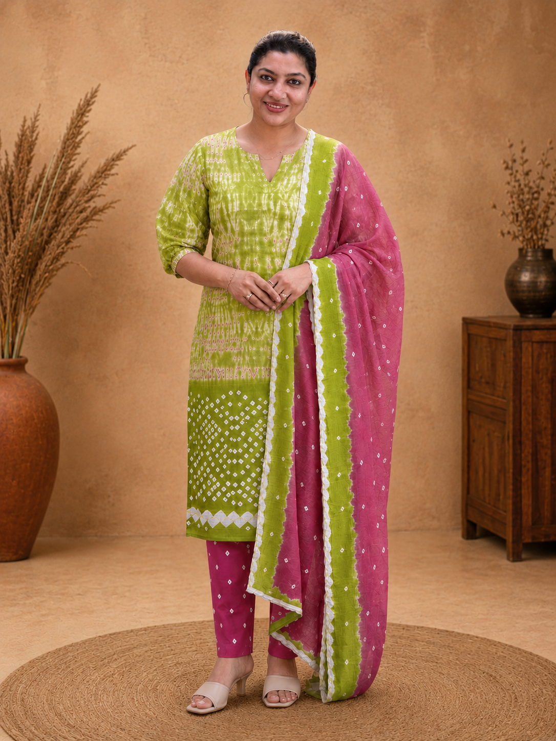 Shibori Tie and Dye Patterned Cotton Salwar Set | JT189