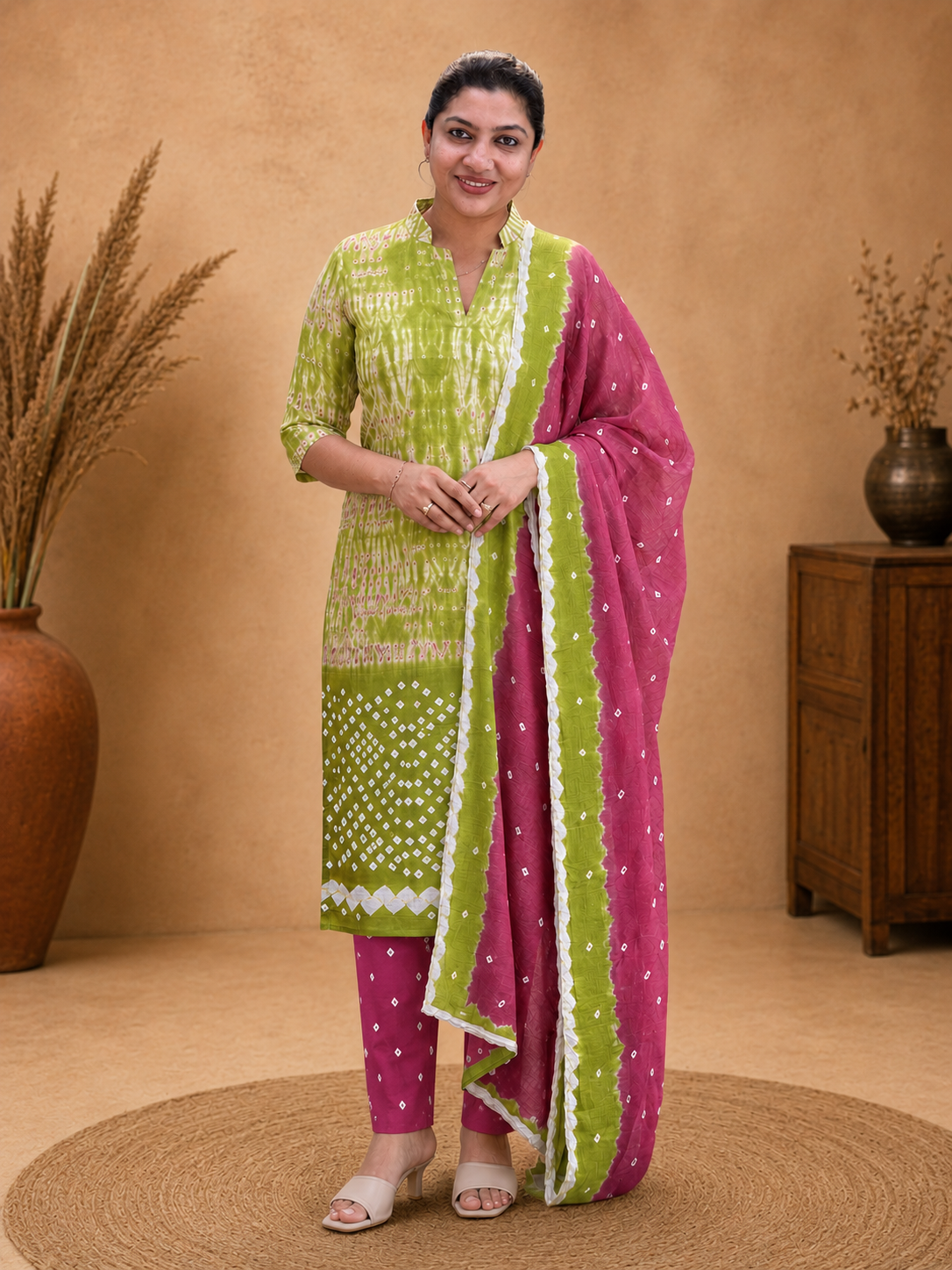 Shibori Tie and Dye Patterned Cotton Salwar Set | JT189