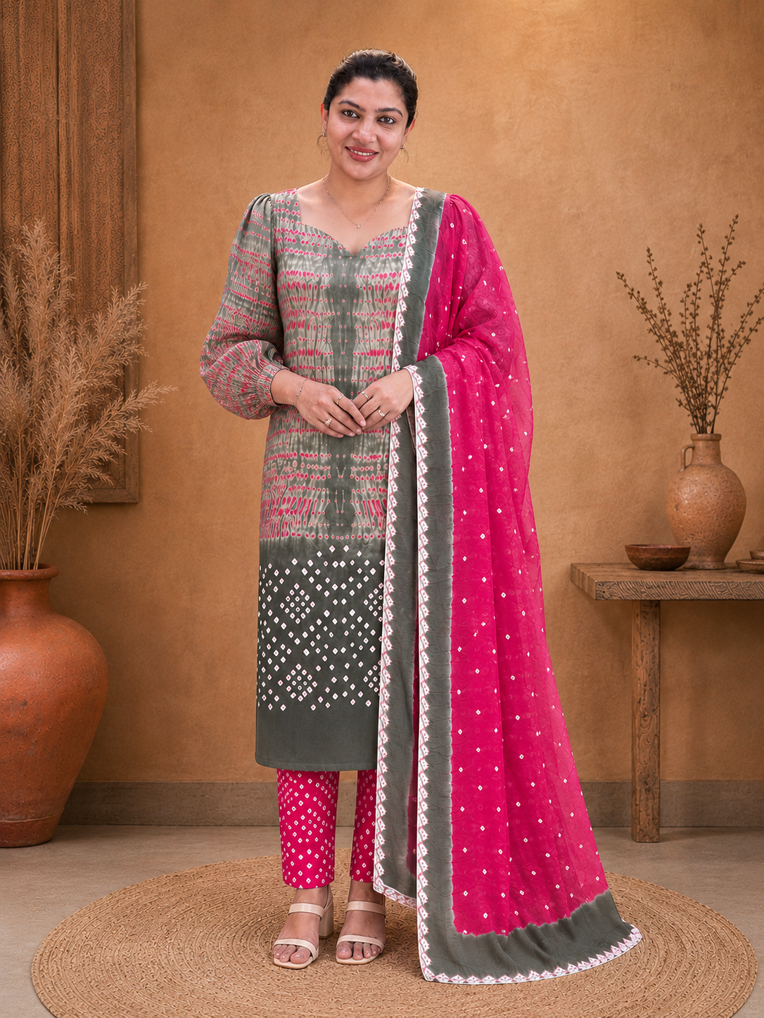 Shibori Tie and Dye Patterned Cotton Salwar Set | JT187