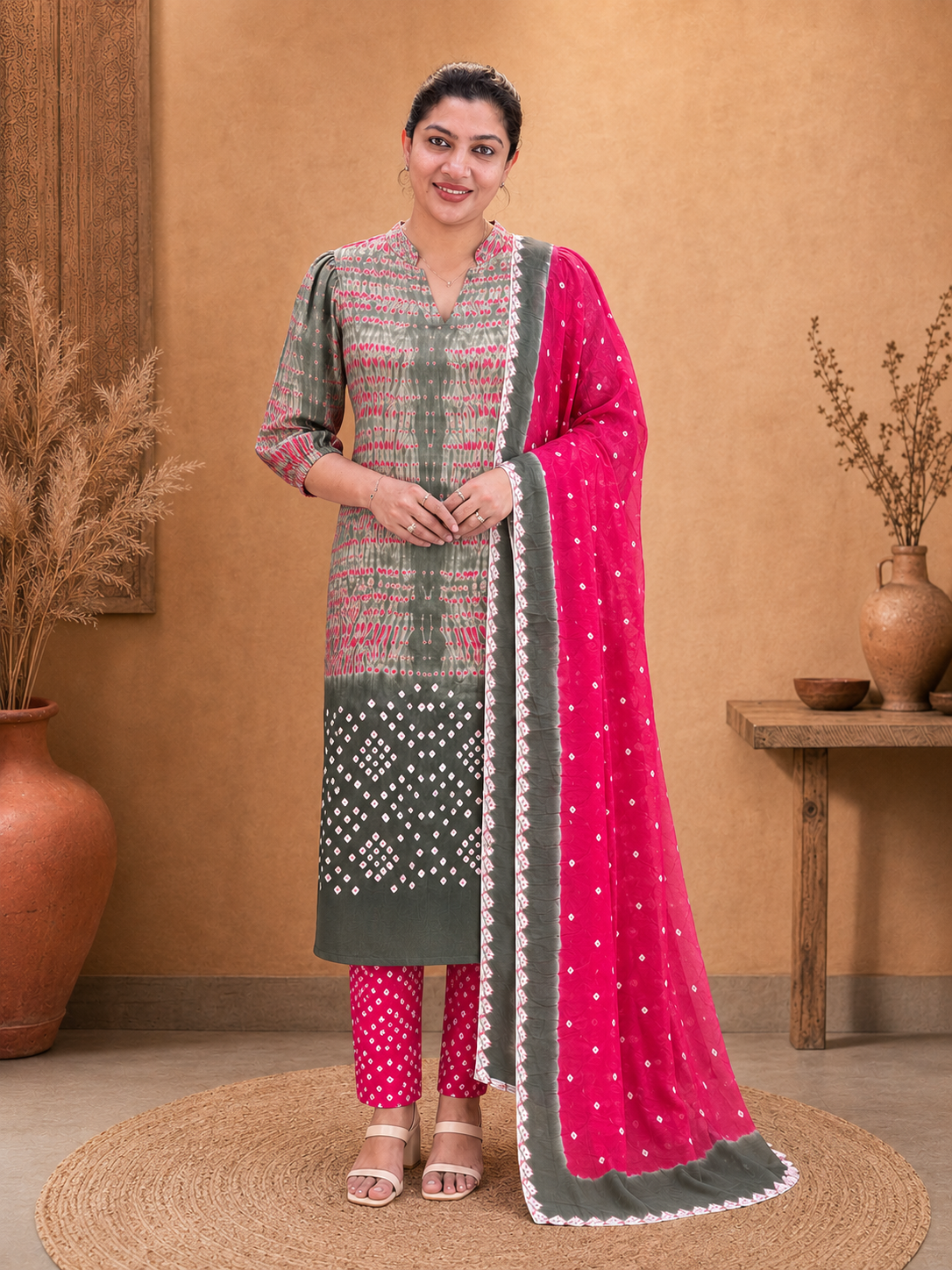 Shibori Tie and Dye Patterned Cotton Salwar Set | JT187