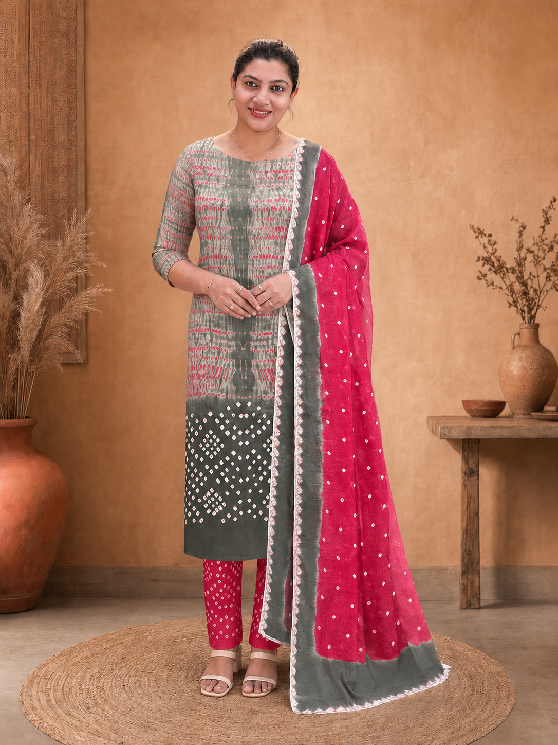 Shibori Tie and Dye Patterned Cotton Salwar Set | JT187