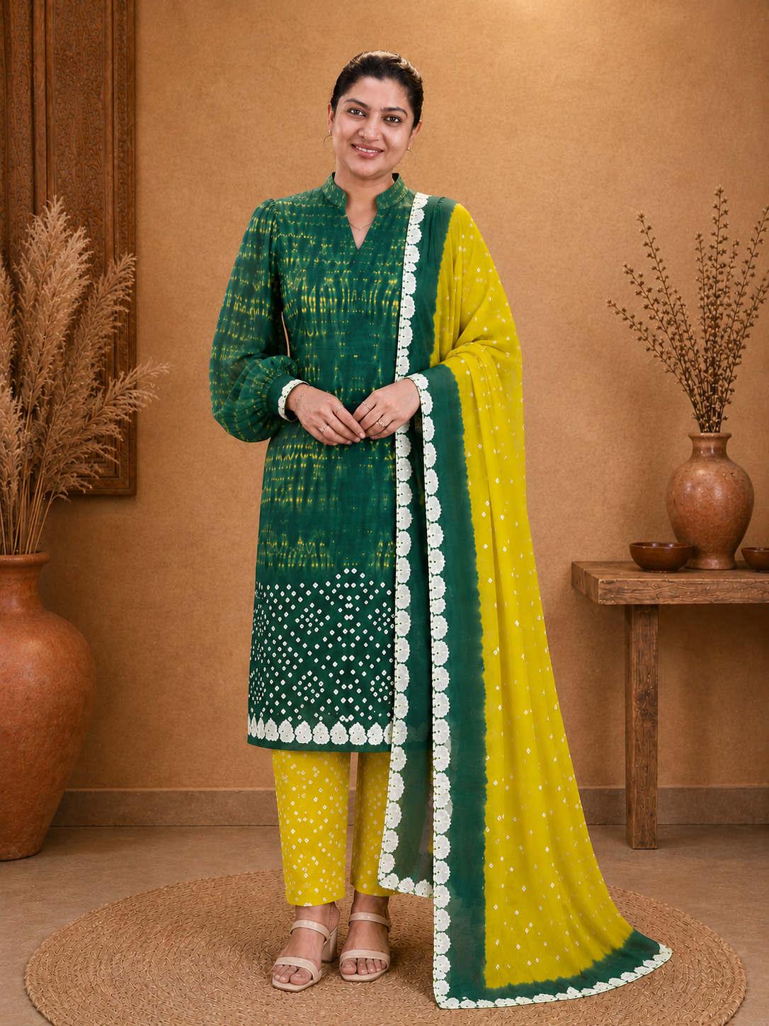 Shibori Tie and Dye Patterned Cotton Salwar Set | JT186