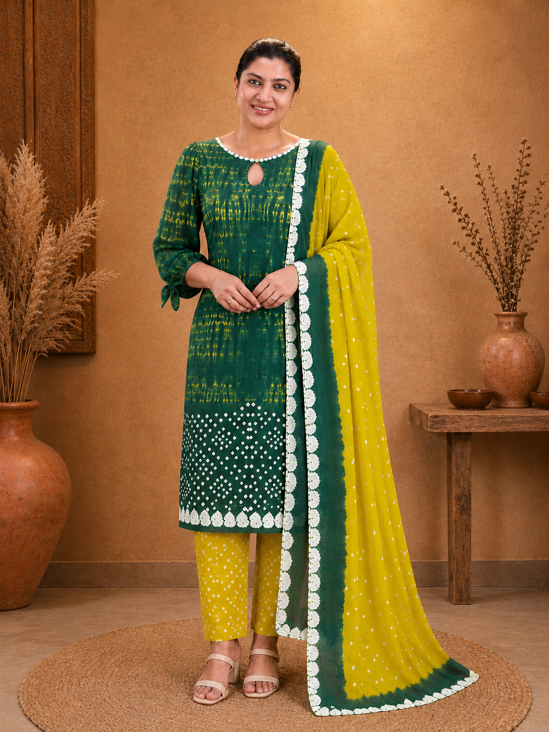 Shibori Tie and Dye Patterned Cotton Salwar Set | JT186