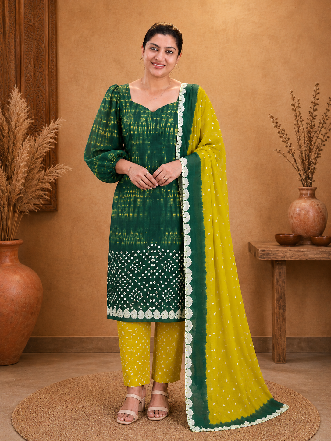 Shibori Tie and Dye Patterned Cotton Salwar Set | JT186
