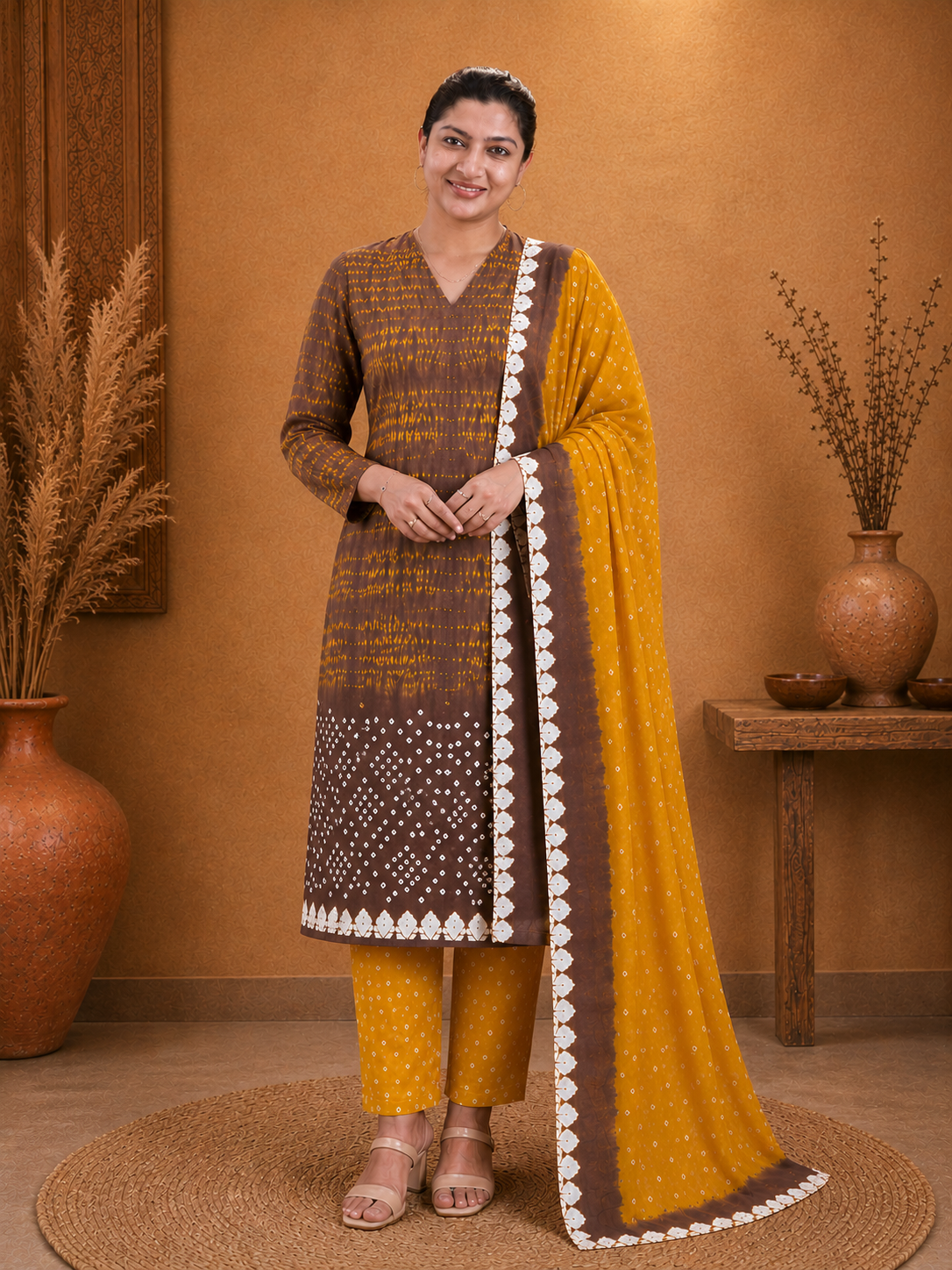 Shibori Tie and Dye Patterned Cotton Salwar Set | JT185