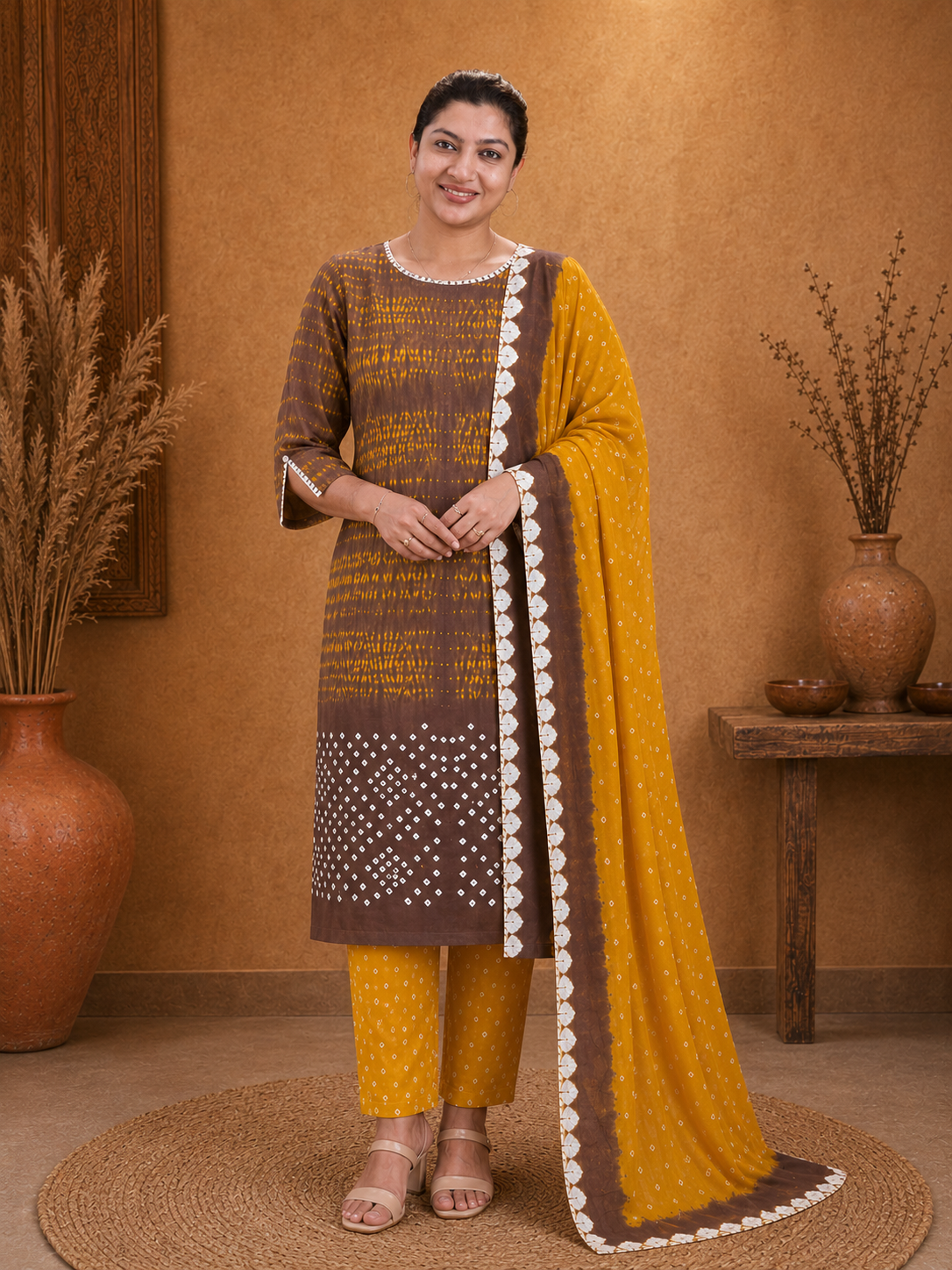 Shibori Tie and Dye Patterned Cotton Salwar Set | JT185