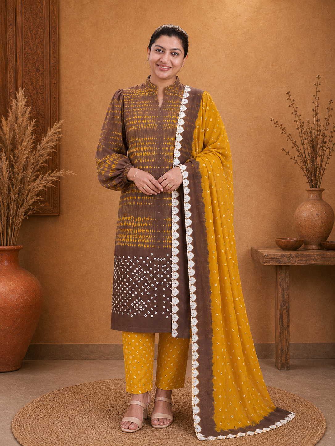 Shibori Tie and Dye Patterned Cotton Salwar Set | JT185