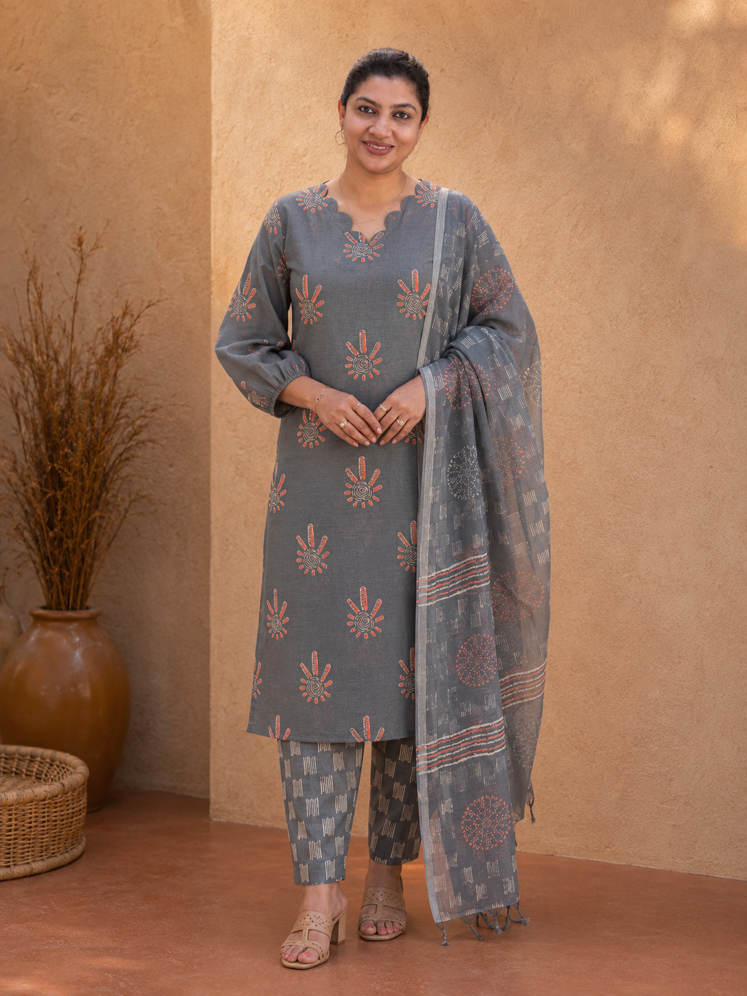 Scattered Floral Printed Salwar Set |JHF111