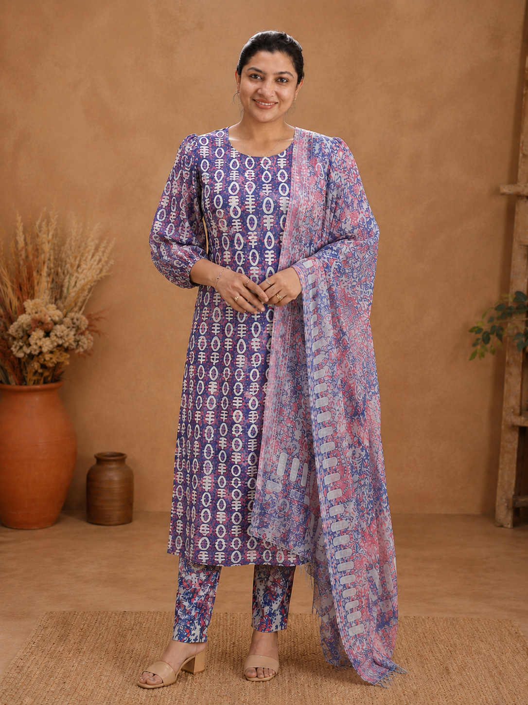 Paisely Block Printed Linen Cotton Salwar Set |JHF110