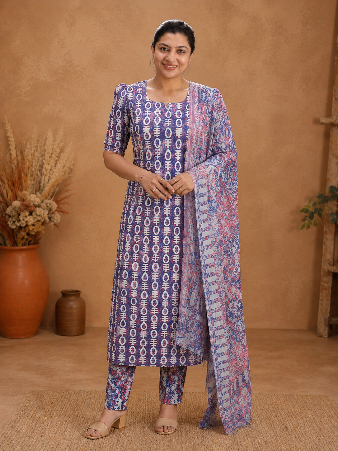 Paisely Block Printed Linen Cotton Salwar Set |JHF110
