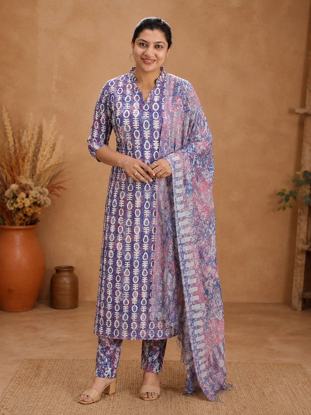 Paisely Block Printed Linen Cotton Salwar Set |JHF110