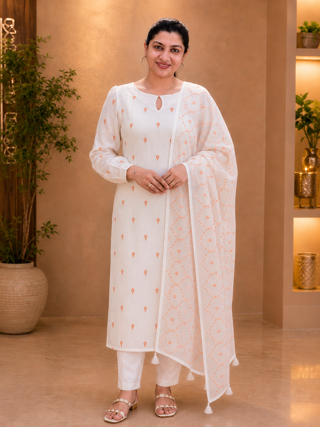 Floral Patterned Embroidery Kota Salwar Set | MR452