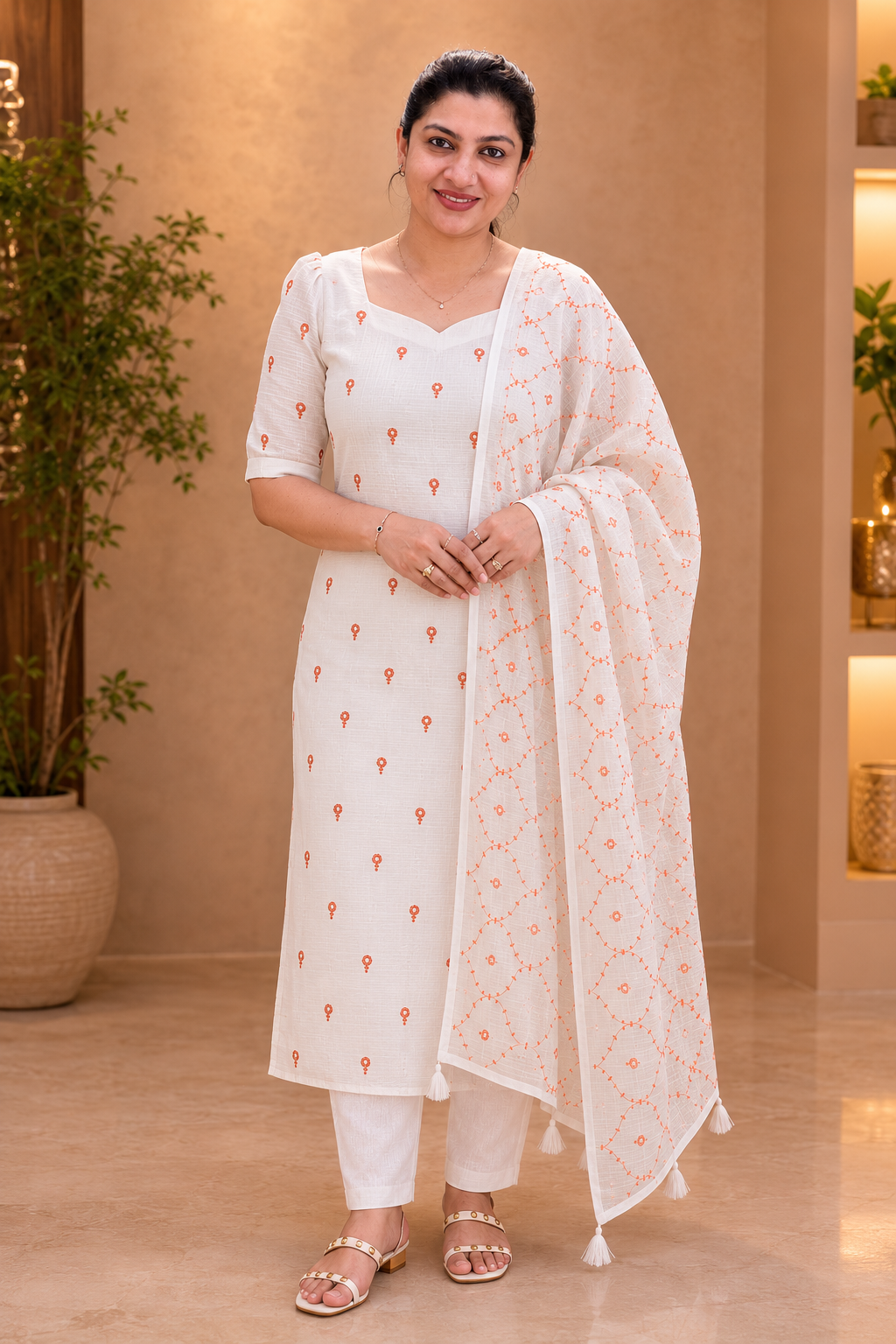 Floral Patterned Embroidery Kota Salwar Set | MR452