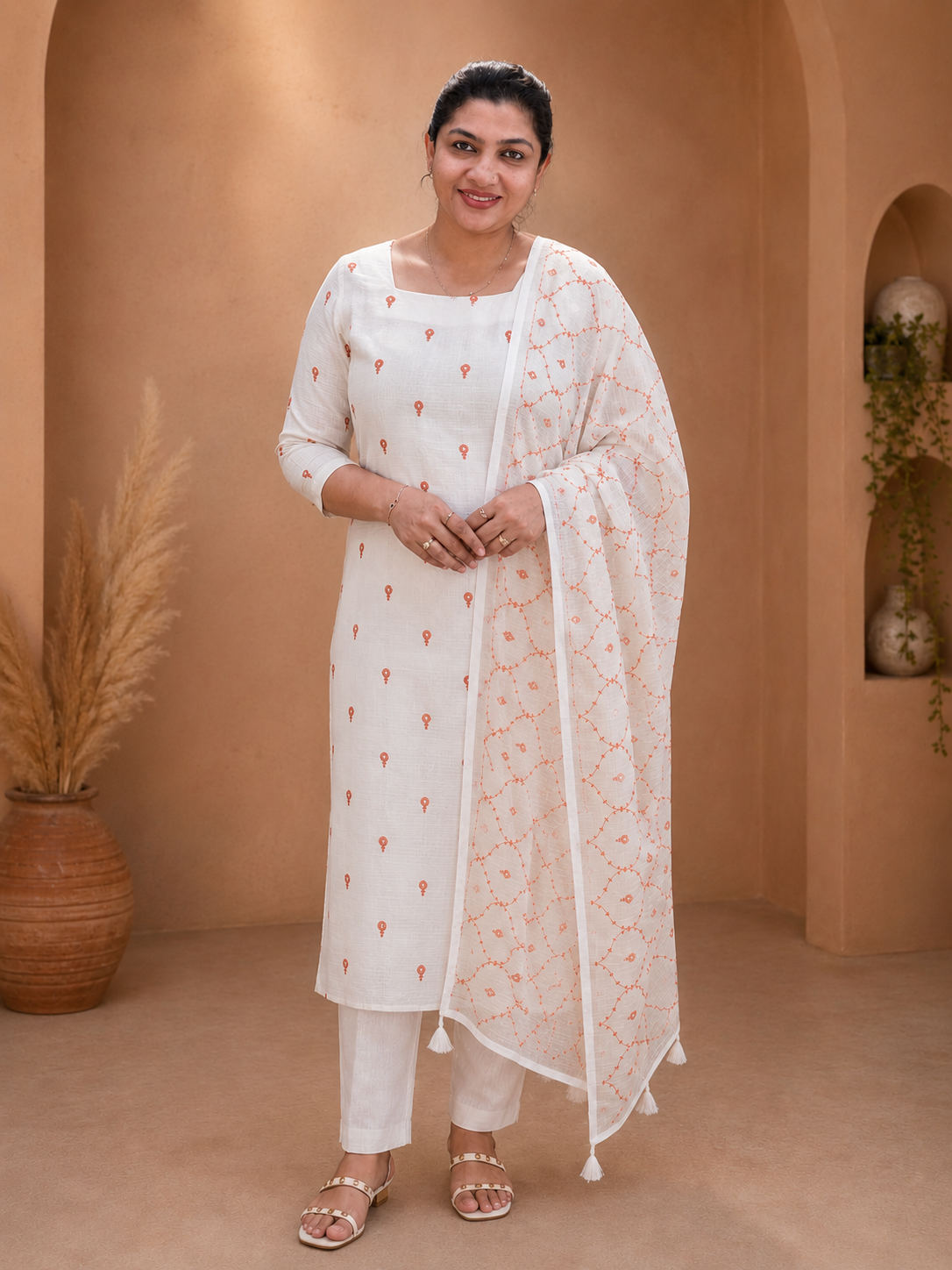 Floral Patterned Embroidery Kota Salwar Set | MR452