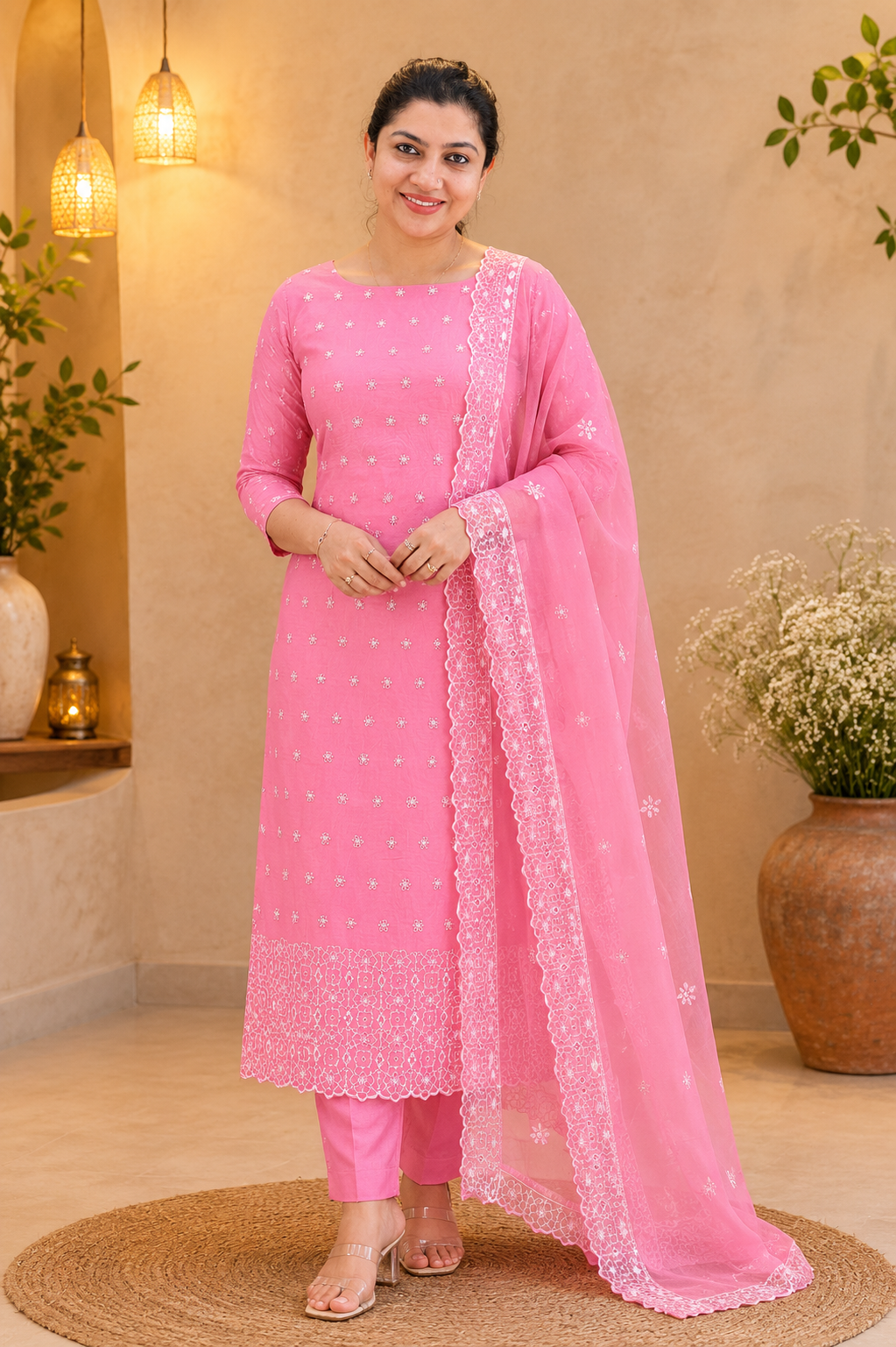 Schiffli With Sequins Detailed Organza Salwar Set | SP441