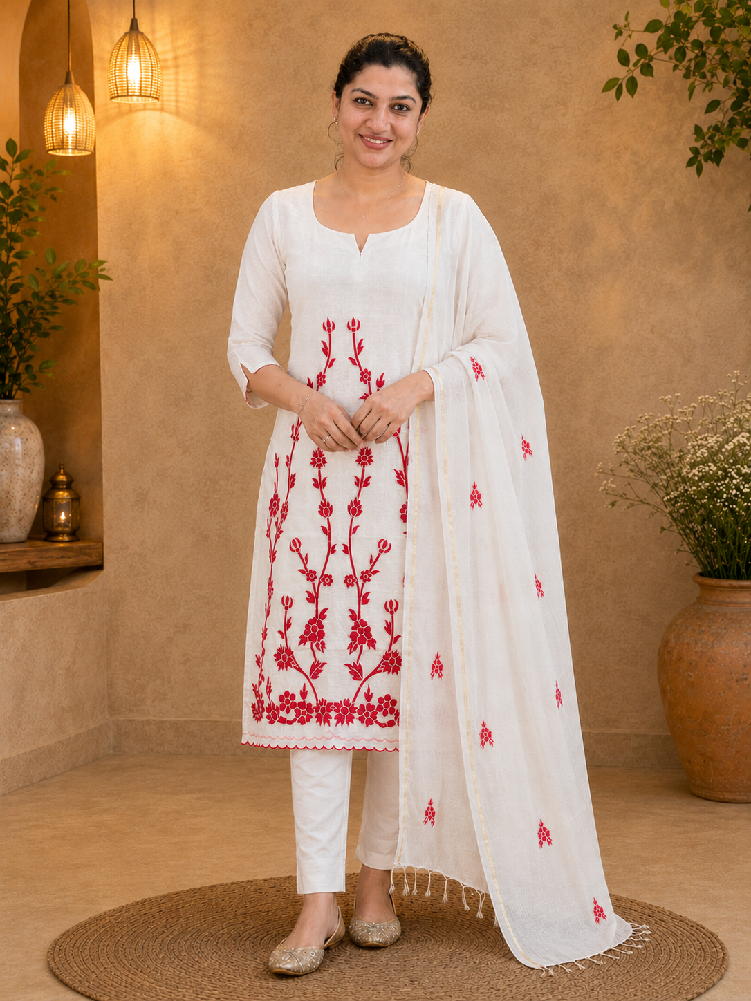Floral Applique Detailed Supernet Kota Salwar Set | MR422