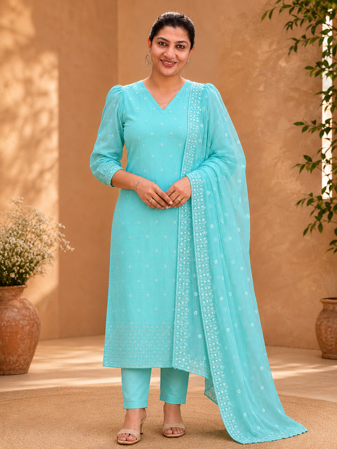 Floral Embroidery Detailed Organza Salwar Set | SP412