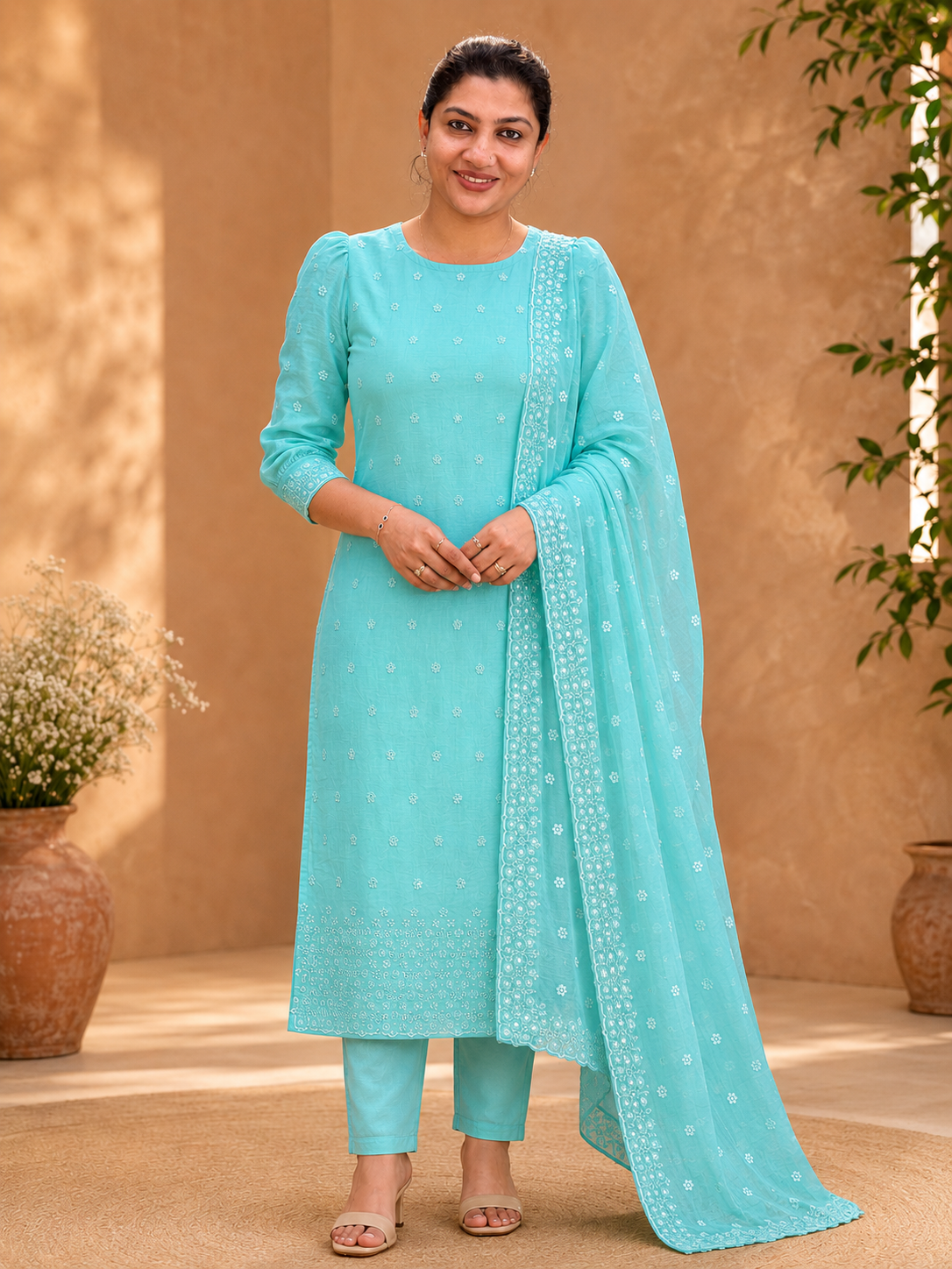 Floral Embroidery Detailed Organza Salwar Set | SP412