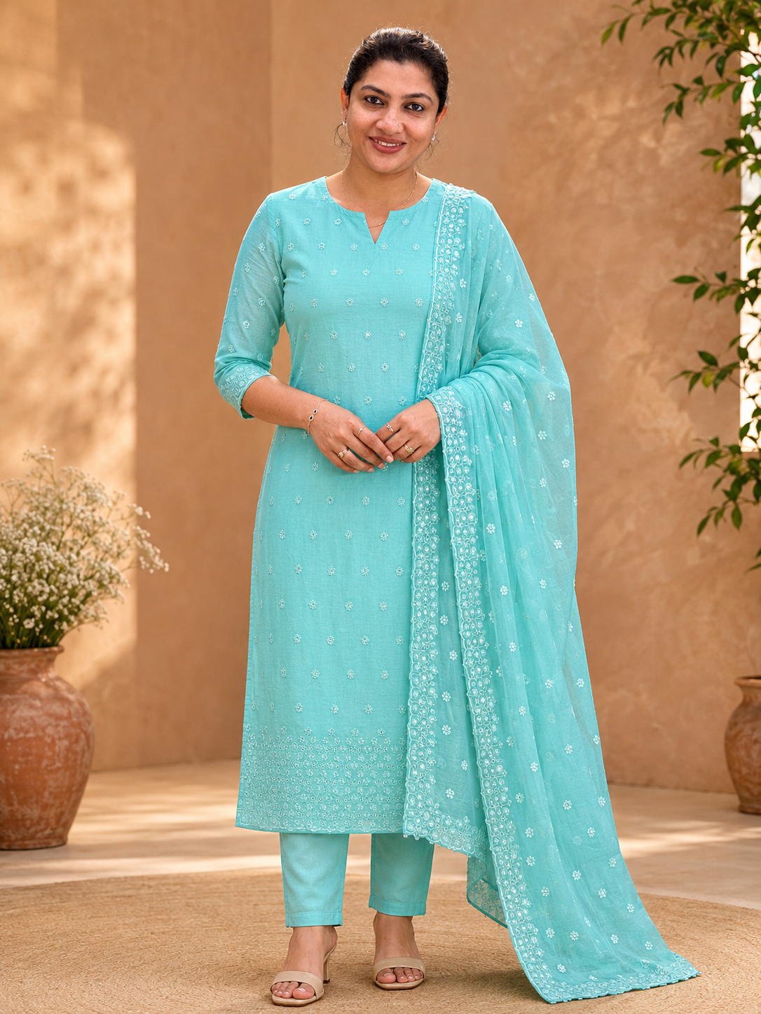 Floral Embroidery Detailed Organza Salwar Set | SP412