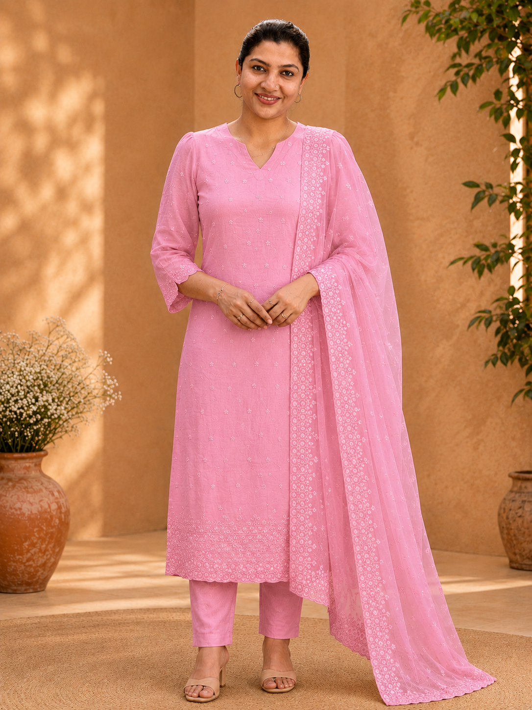 Floral Embroidery Detailed Organza Salwar Set | SP411