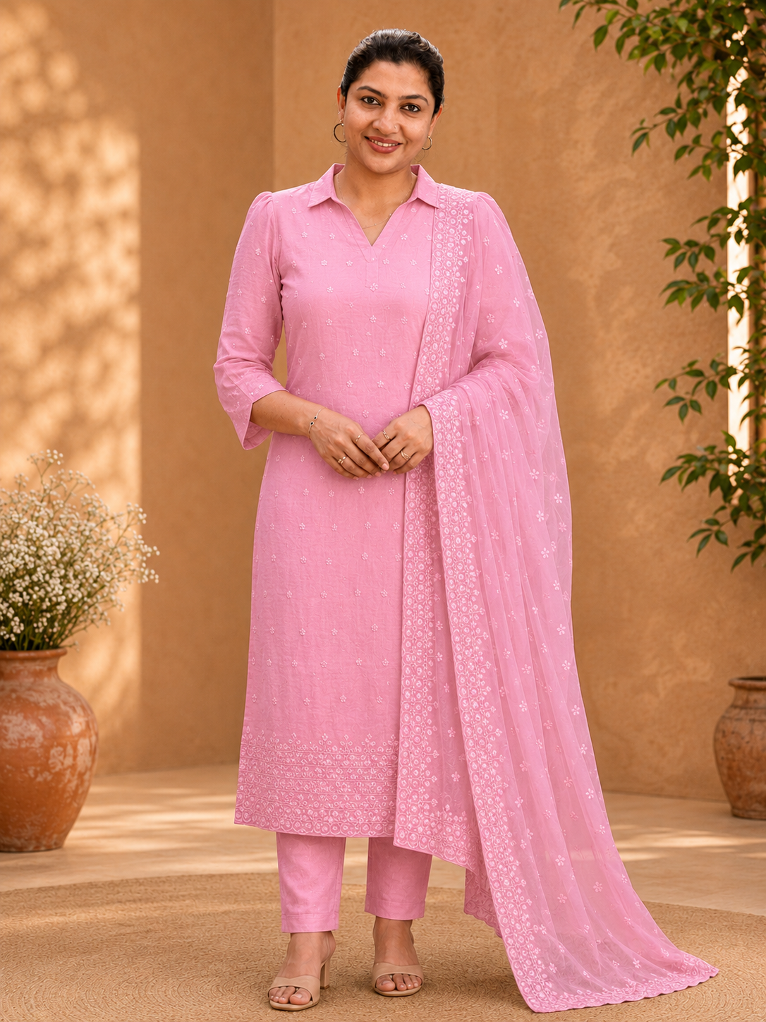 Floral Embroidery Detailed Organza Salwar Set | SP411