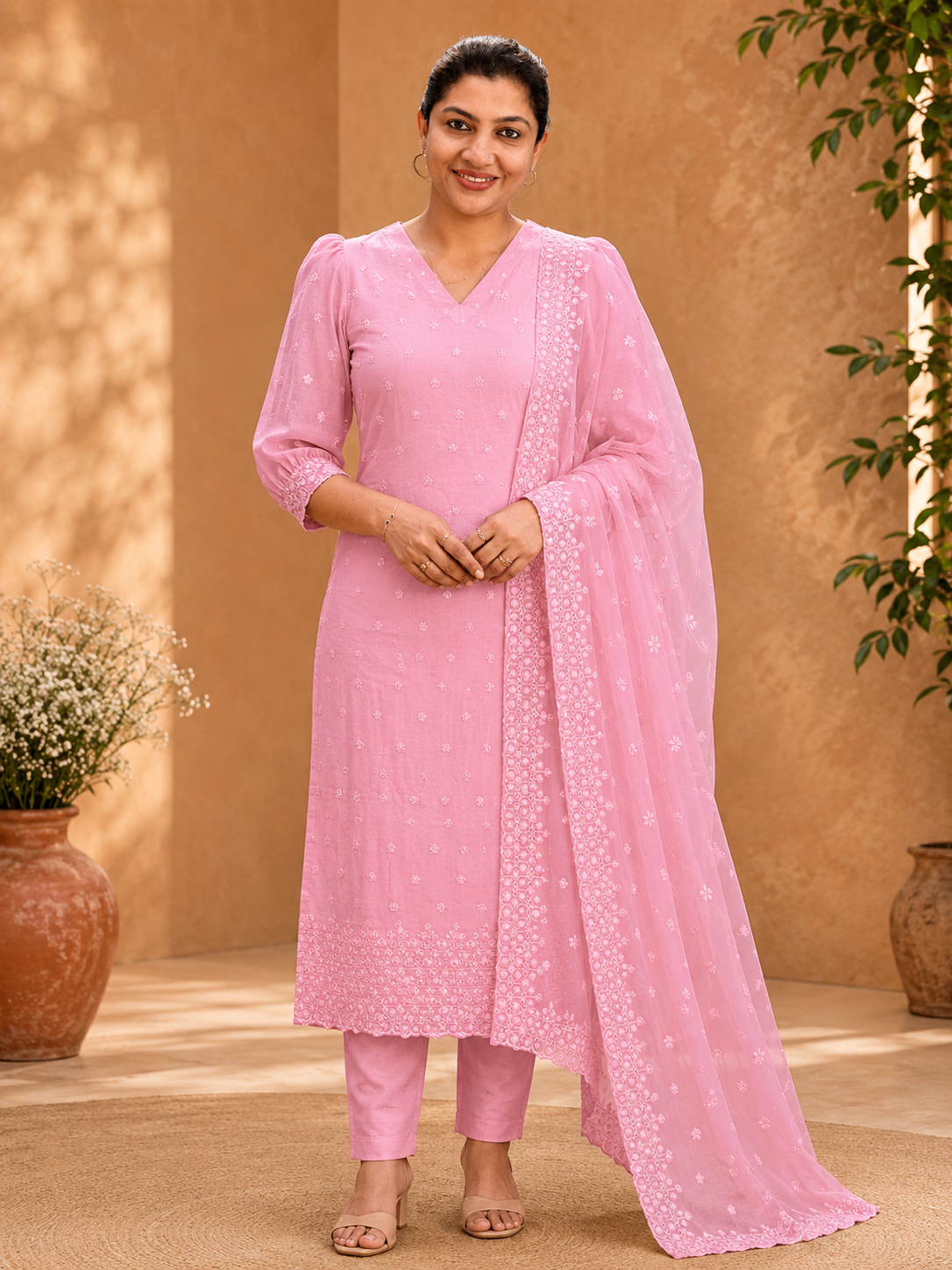 Floral Embroidery Detailed Organza Salwar Set | SP411