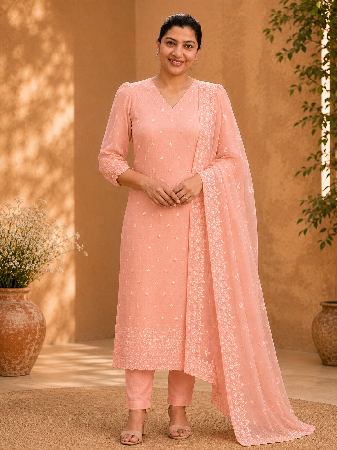 Floral Embroidery Detailed Organza Salwar Set | SP410