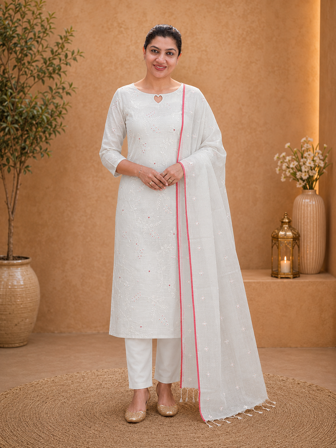 Jaal Patterned Embroidery Kota Salwar Set | MR447