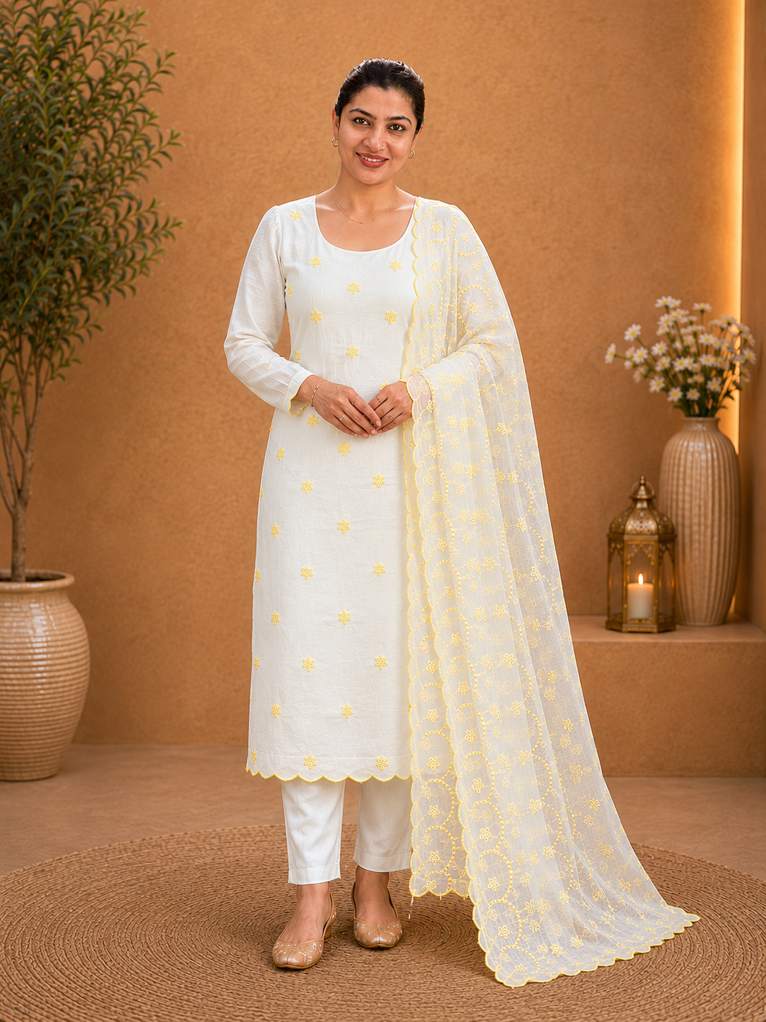 Floral Embroidery Detailed Pure Chanderi Salwar Set | MM248