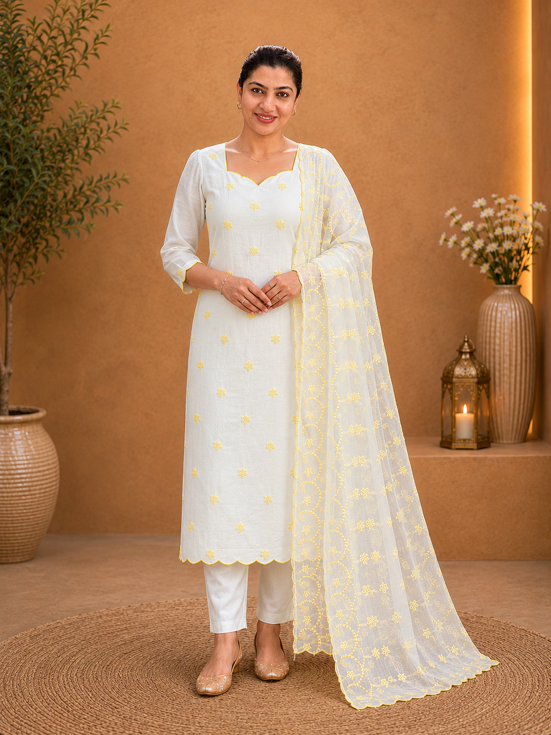 Floral Embroidery Detailed Pure Chanderi Salwar Set | MM248