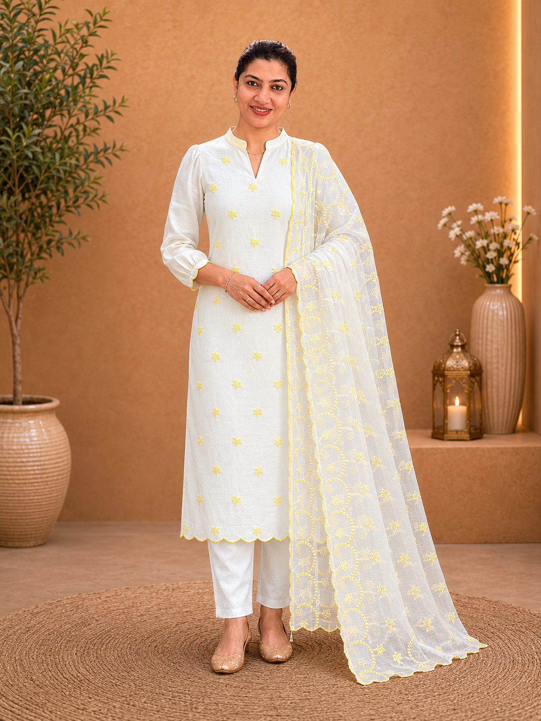 Floral Embroidery Detailed Pure Chanderi Salwar Set | MM248