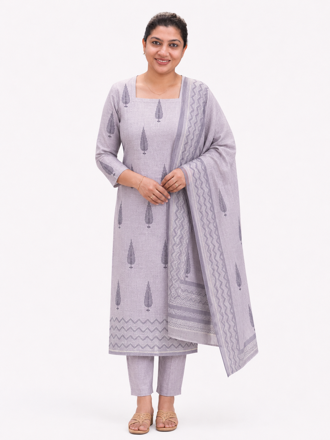 Scattered Buta Detailed Linen Cotton Salwar Set | SSC149