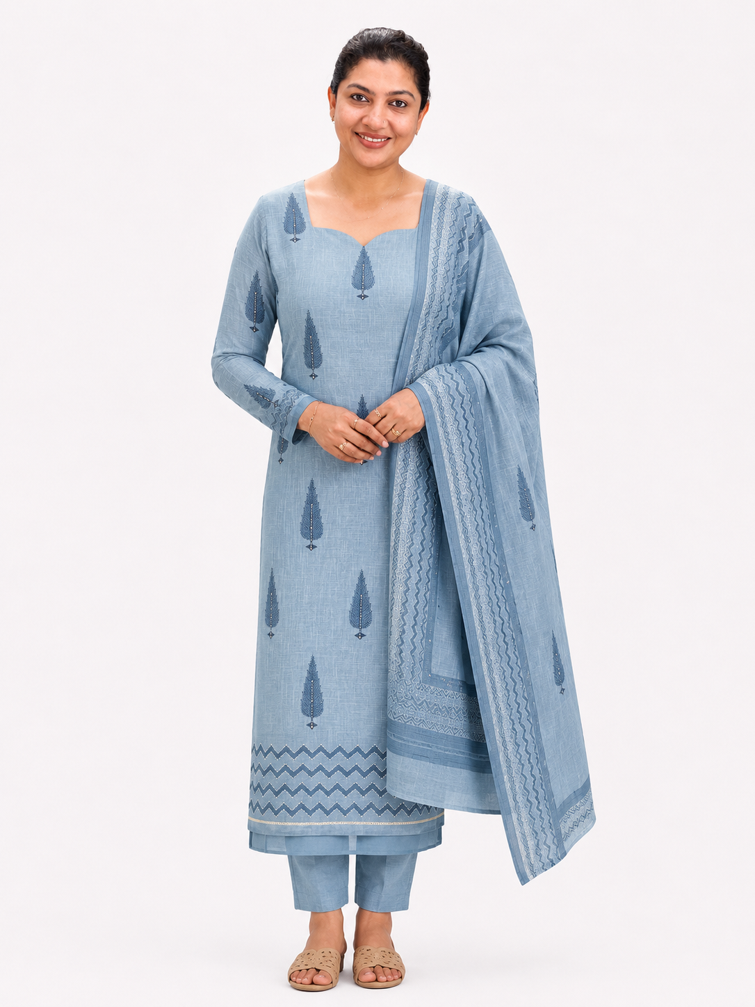 Scattered Buta Detailed Linen Cotton Salwar Set | SSC148
