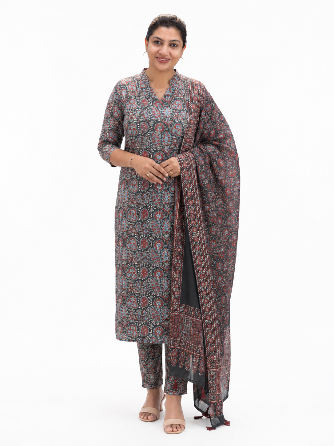 Ajrakh Printed Unstitched Modal Salwar Set | MF182