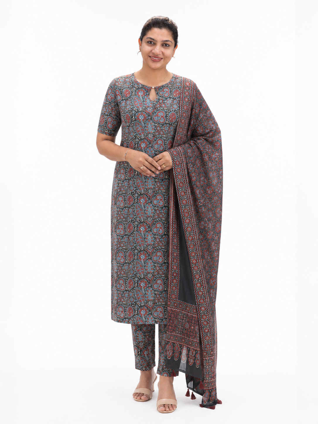 Ajrakh Printed Unstitched Modal Salwar Set | MF182