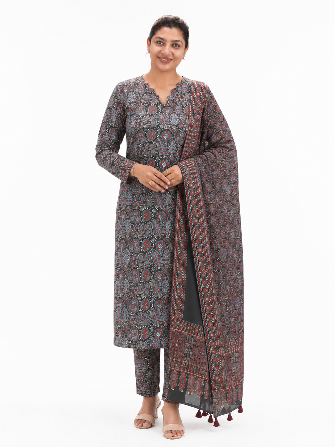 Ajrakh Printed Unstitched Modal Salwar Set | MF182
