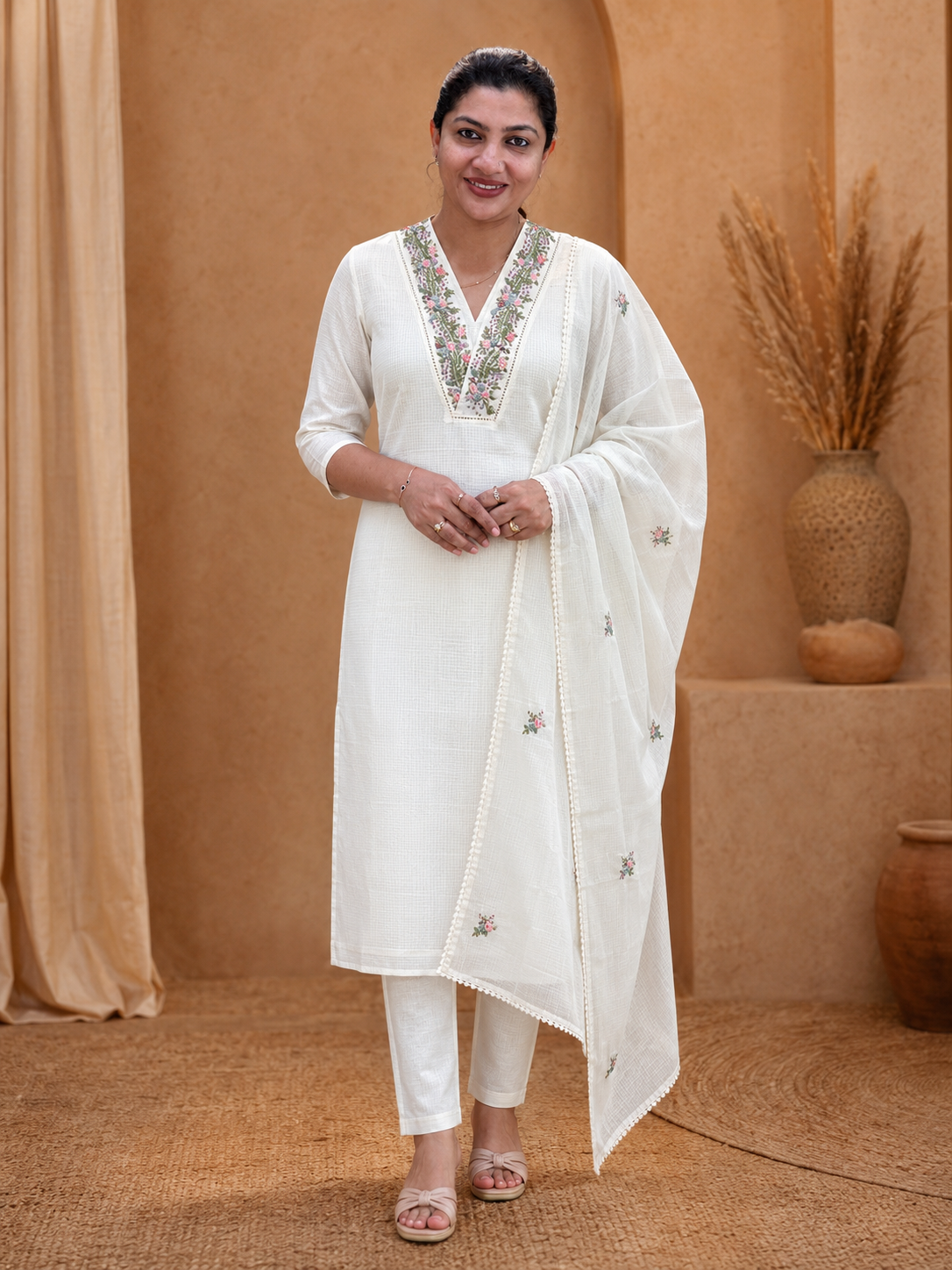 Hand Embroidery Silky Kota Salwar Set | SRF198