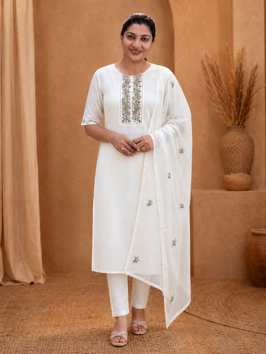 Hand Embroidery Silky Kota Salwar Set | SRF198