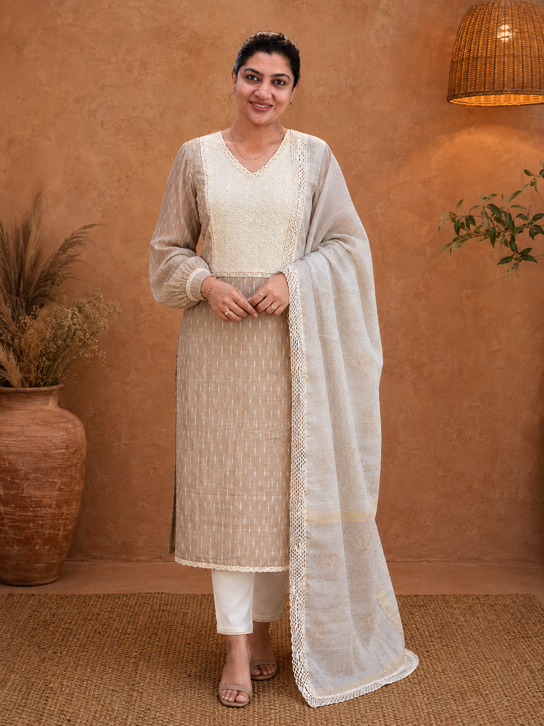 Self Woven Cotton Salwar Set | JSC674
