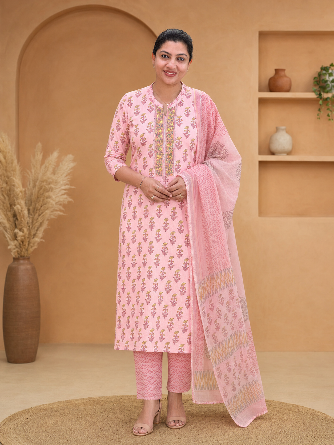 Hand Block Printed Linen Salwar Sets | SSC153