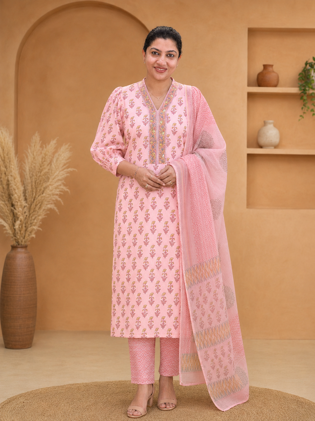 Hand Block Printed Linen Salwar Sets | SSC153