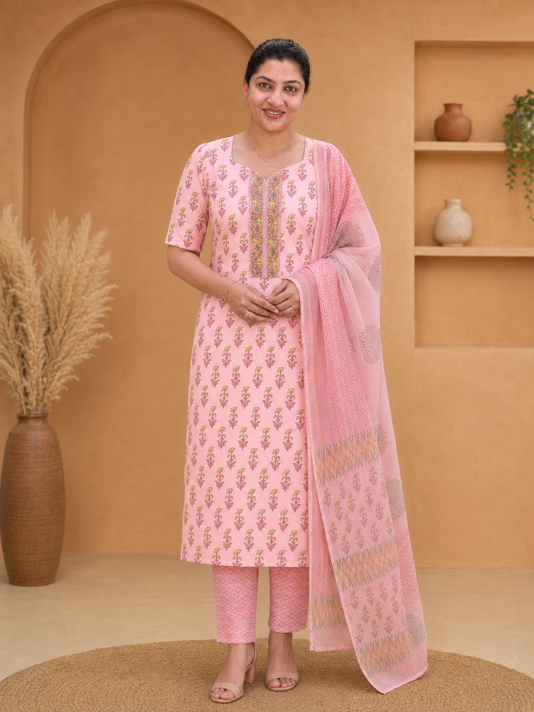 Hand Block Printed Linen Salwar Sets | SSC153