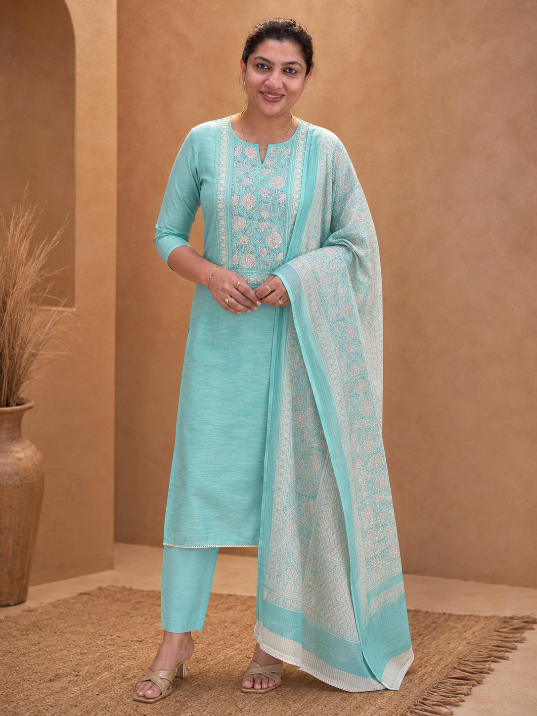 Hand Block Printed Linen Salwar Sets | SSC137