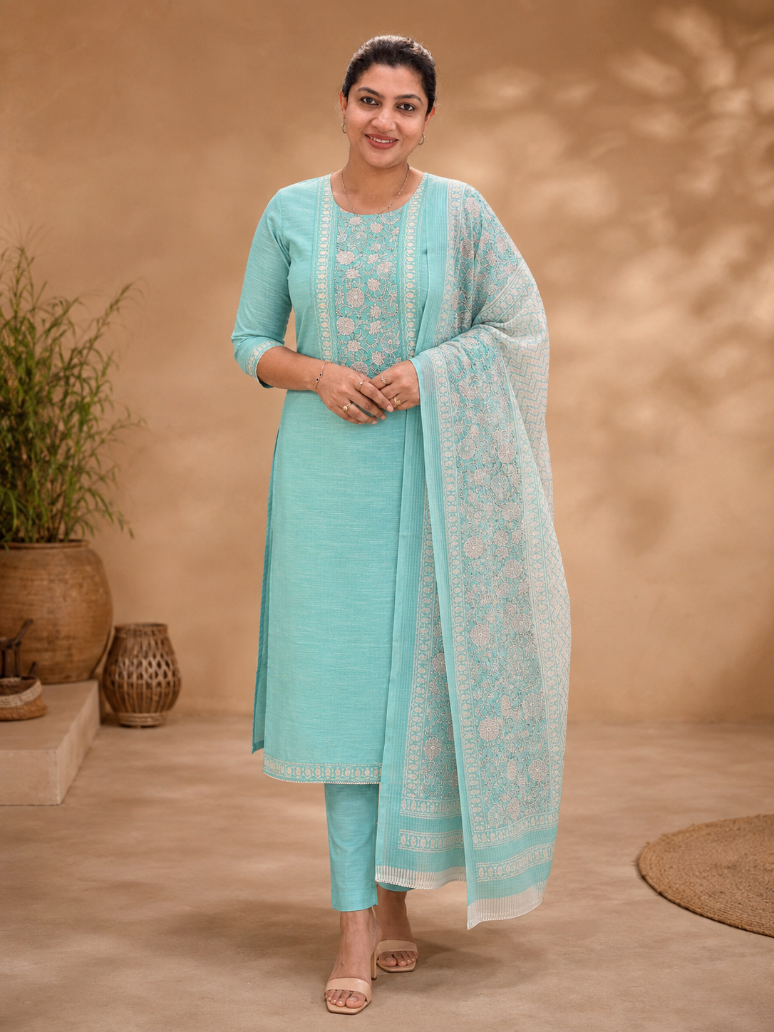 Hand Block Printed Linen Salwar Sets | SSC137