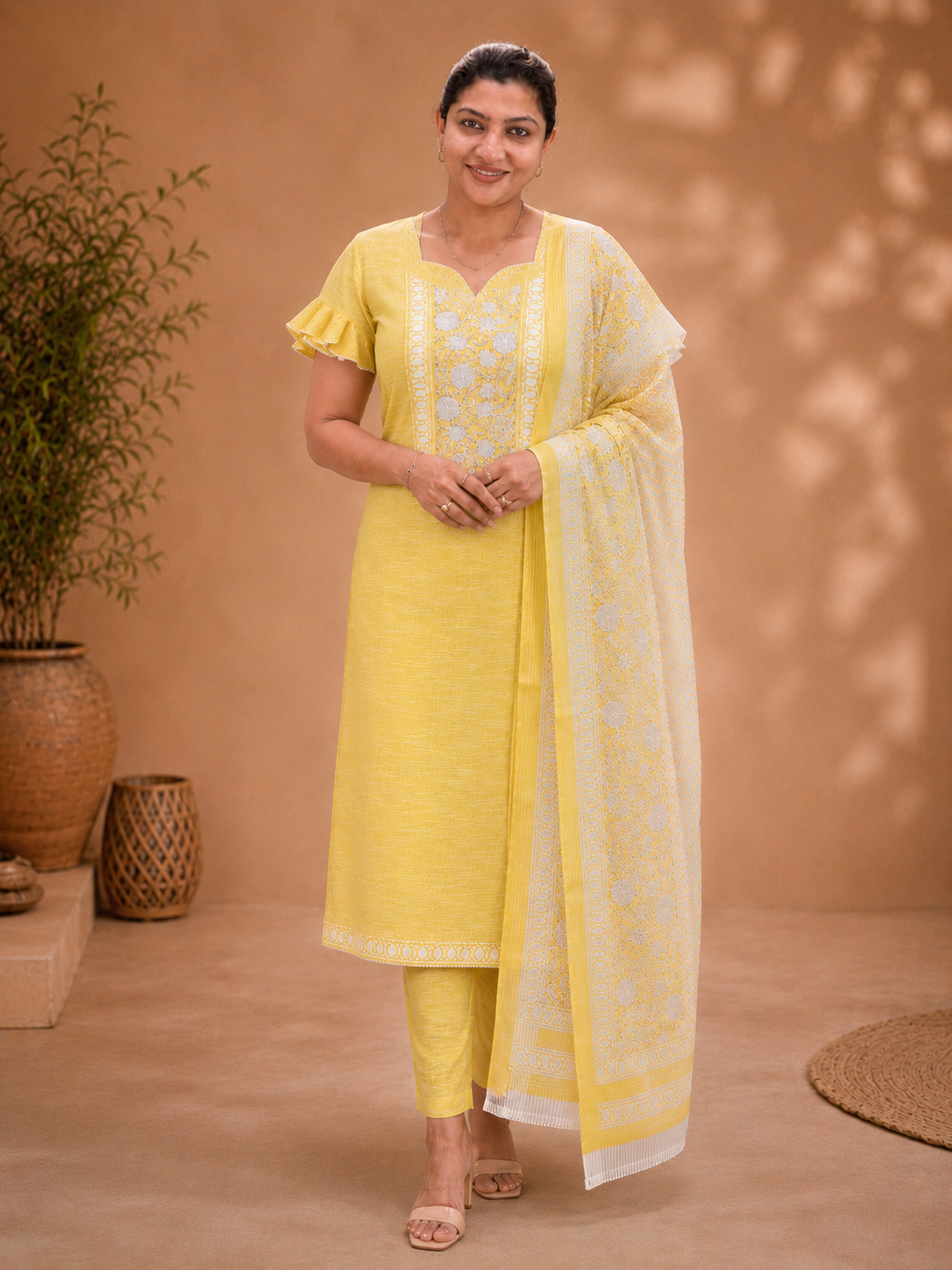 Hand Block Printed Linen Salwar Sets | SSC135