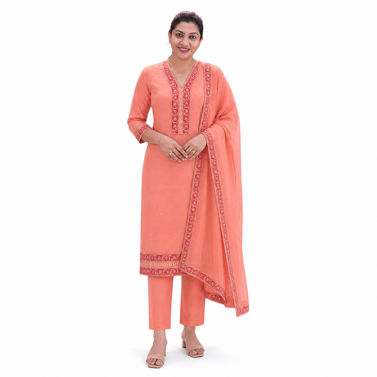Hand Embroidery & Work Detailed Mul Chanderi Salwar Set |SSC163