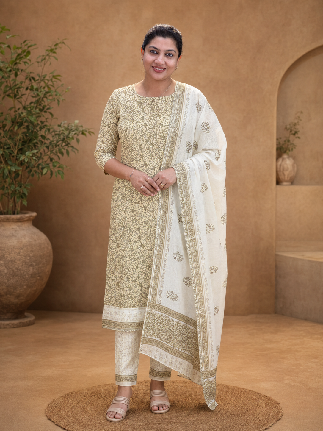 Floral Jaal Pattern Cotton Salwar Set |  MF189