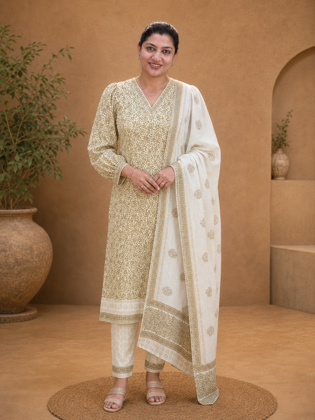 Floral Jaal Pattern Cotton Salwar Set |  MF189